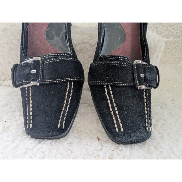 Aerosoles Y2K 2000s black denim suede square toe kitten heels size 7.5 - Picture 9 of 11